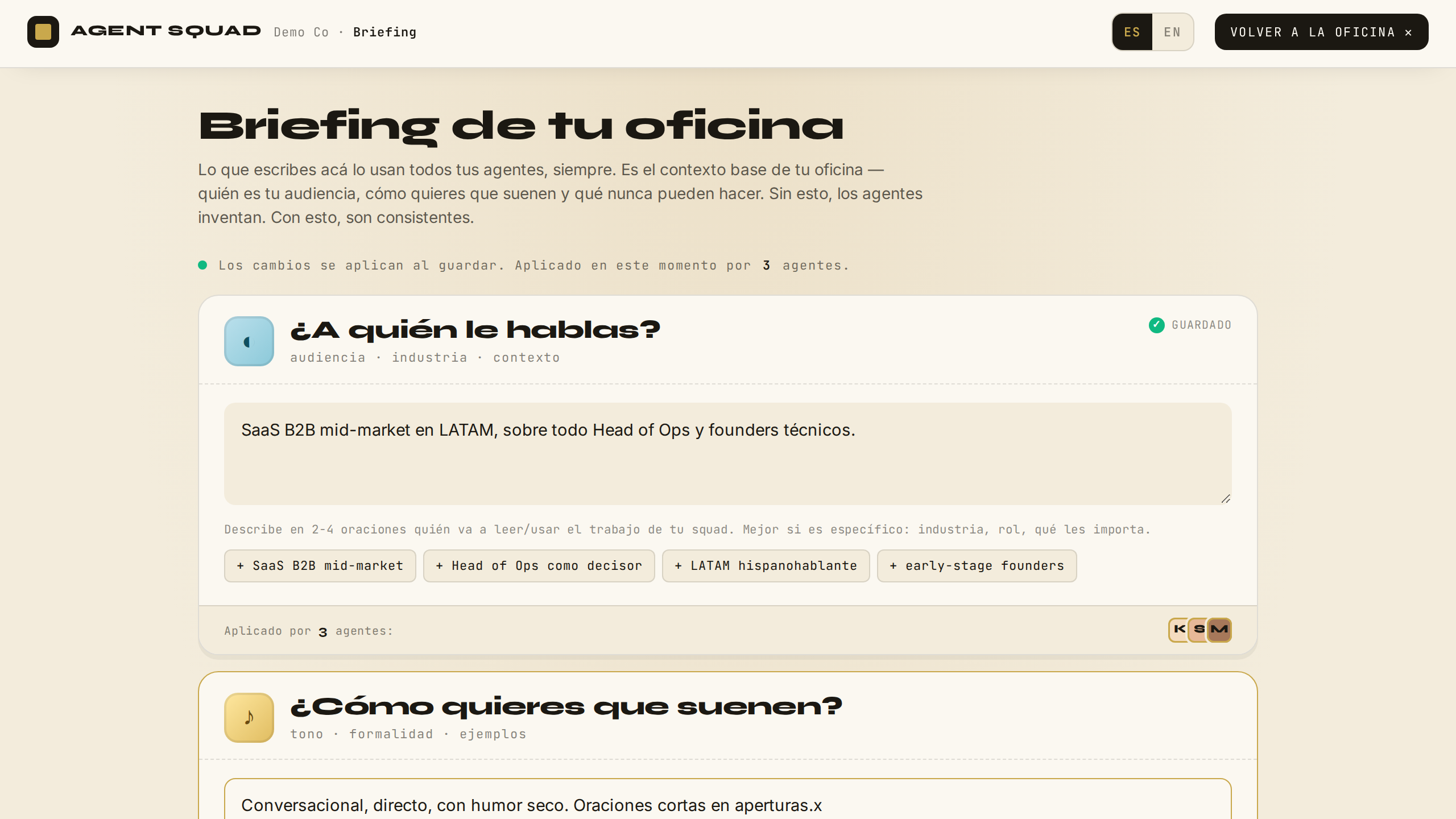 Briefing — editor de contexto